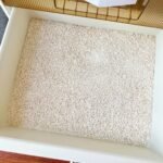 Cassava mixed cat litter pellets in litter box by YoVia Pet Products